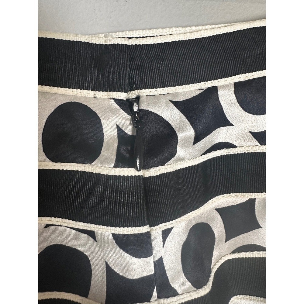 Charles Chang-Lim‎ Black White 100% Silk Geometric Circle Pleated Skirt Size 6 - Picture 4 of 8